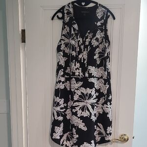 Floral Black and White Sleeveless Dress